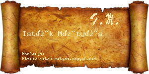 Istók Mátyás névjegykártya